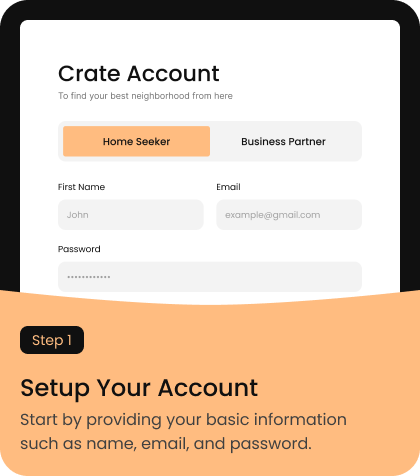 Create account screen