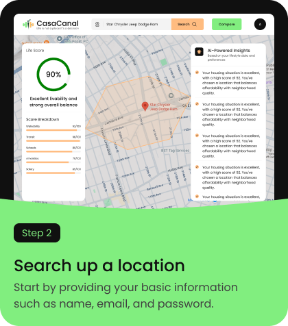 Search a location screen
